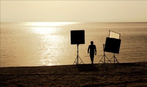 movie crew on beach